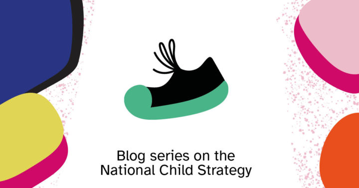 Illustrated black-green shoe. The background has colorful surfaces.